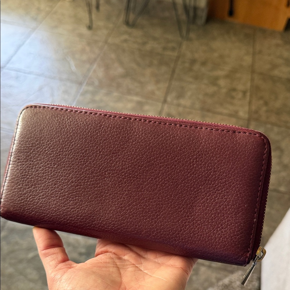 Michael Kors Maroon Leather Wallet with Gold Accents ~ MK - Picture 4 of 15